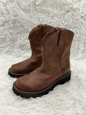 Ariat Groundbreaker Boots Size 7 Brown Full Grain Leather Western Boots Pull-on